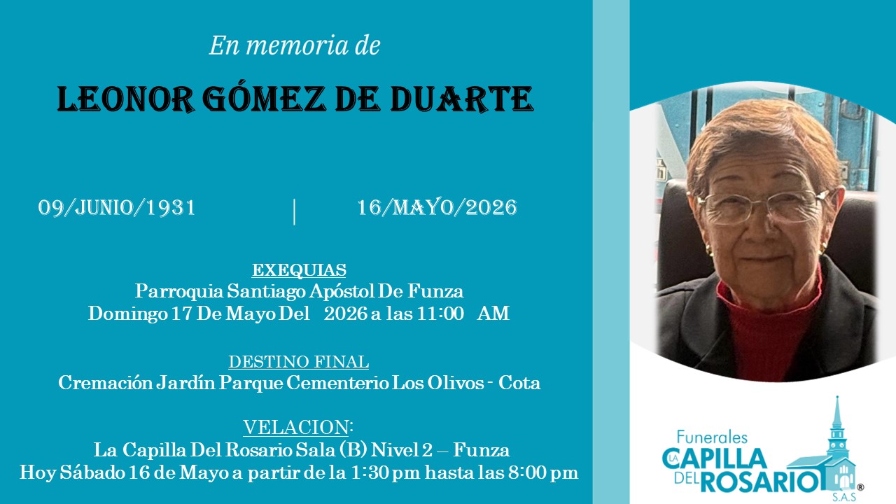 Con profundo pesar lamentamos esta partida. Hoy nos unimos en solidaridad con sus familiares y seres queridos, elevando una oración por su descanso y enviando un abrazo fraterno en este momento de dolor. Su recuerdo permanecerá por siempre en el corazón de quienes tuvieron la dicha de compartir su vida.